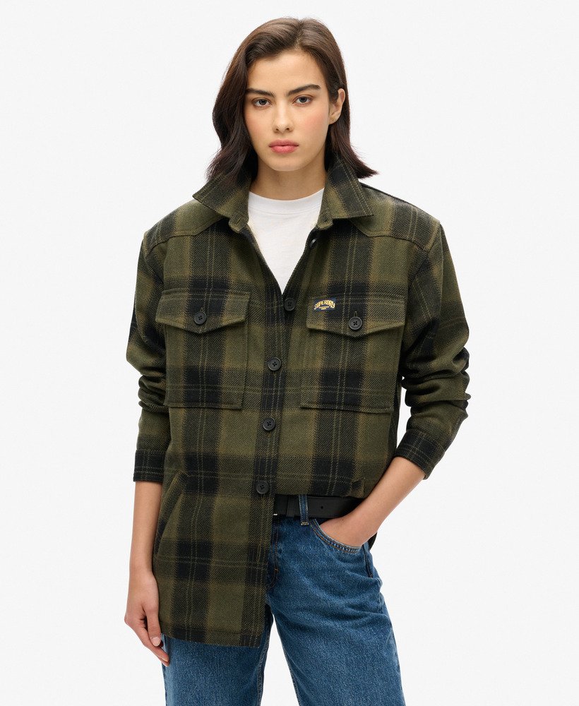 borg check overshirt in roderick check olive