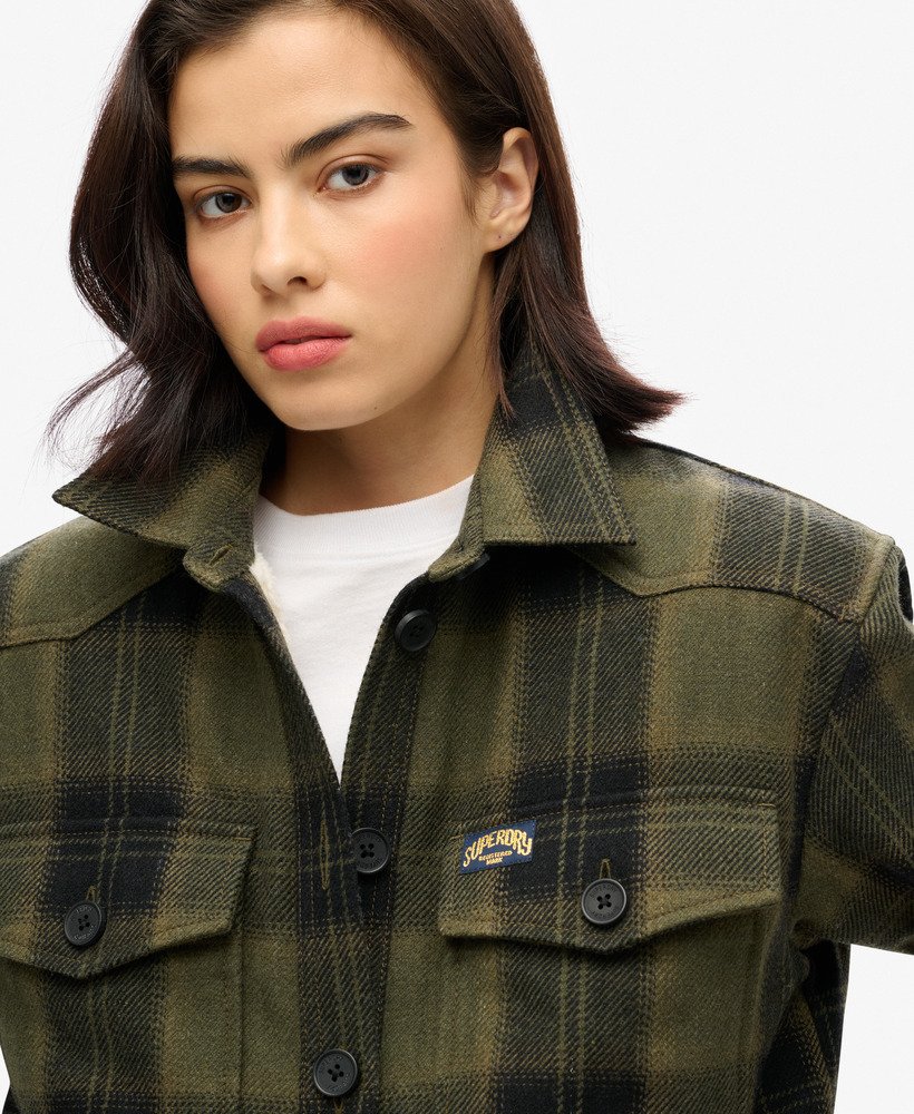 borg check overshirt in roderick check olive
