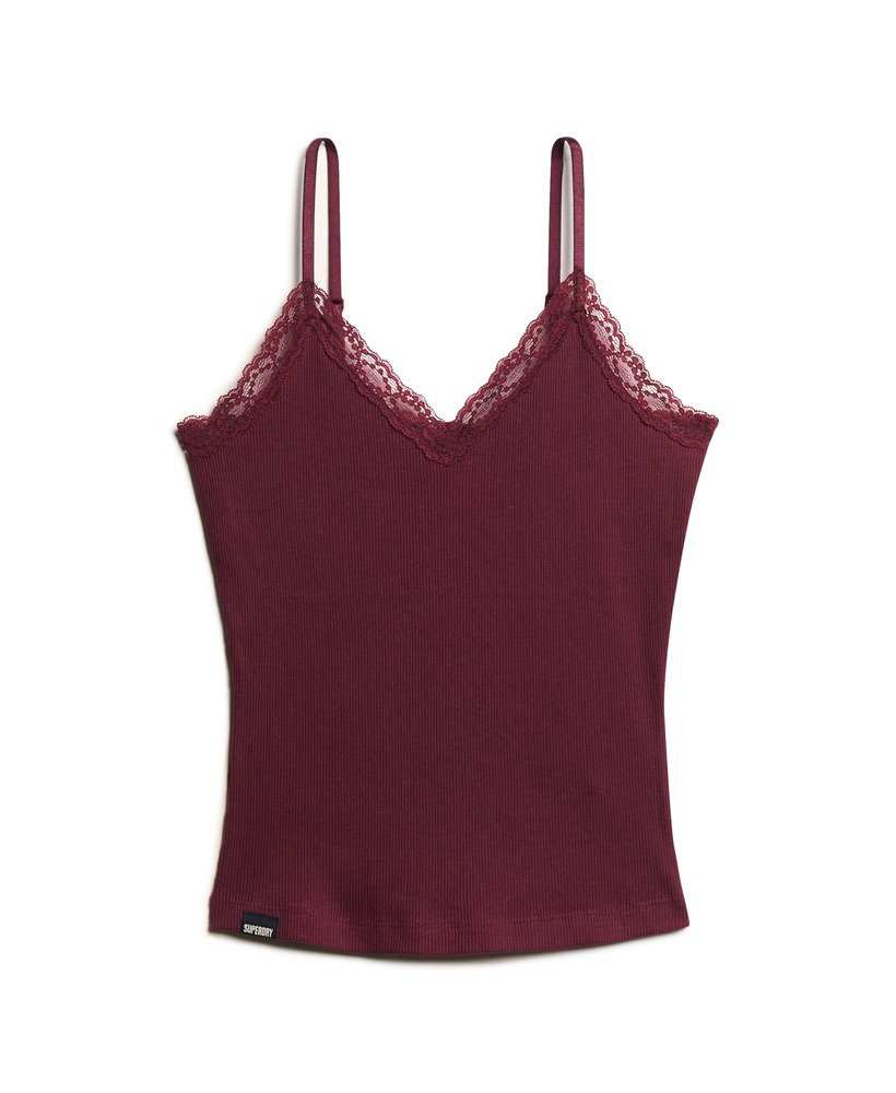 athletic essential cami top met kanten afwerking in port red