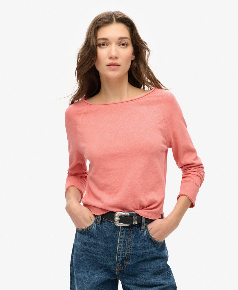 top met lange mouwen van french terry in mauveglow pink
