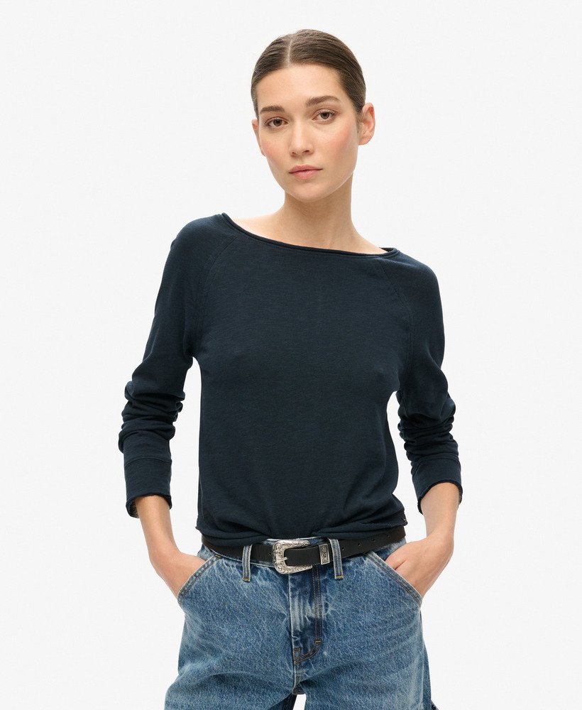 top met lange mouwen van french terry in eclipse navy
