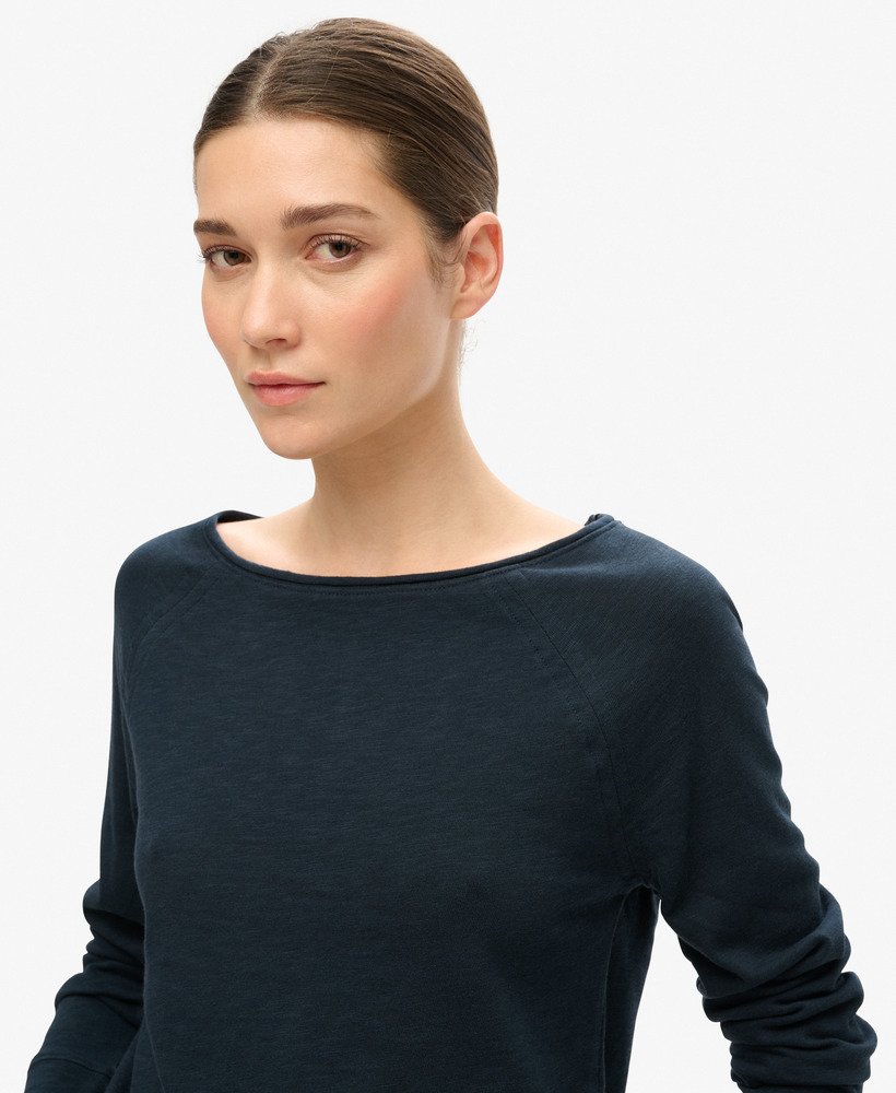 top met lange mouwen van french terry in eclipse navy