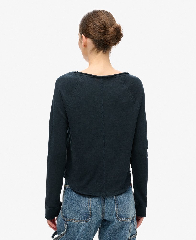 top met lange mouwen van french terry in eclipse navy