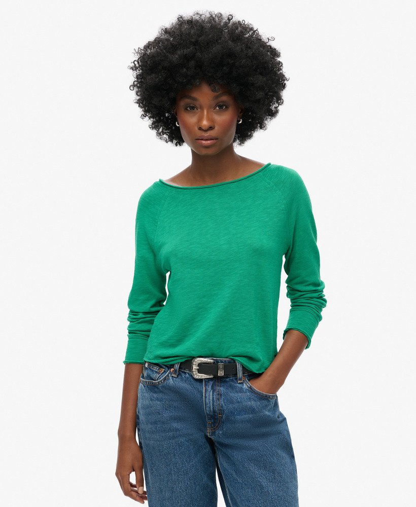 top met lange mouwen van french terry in drop kick green