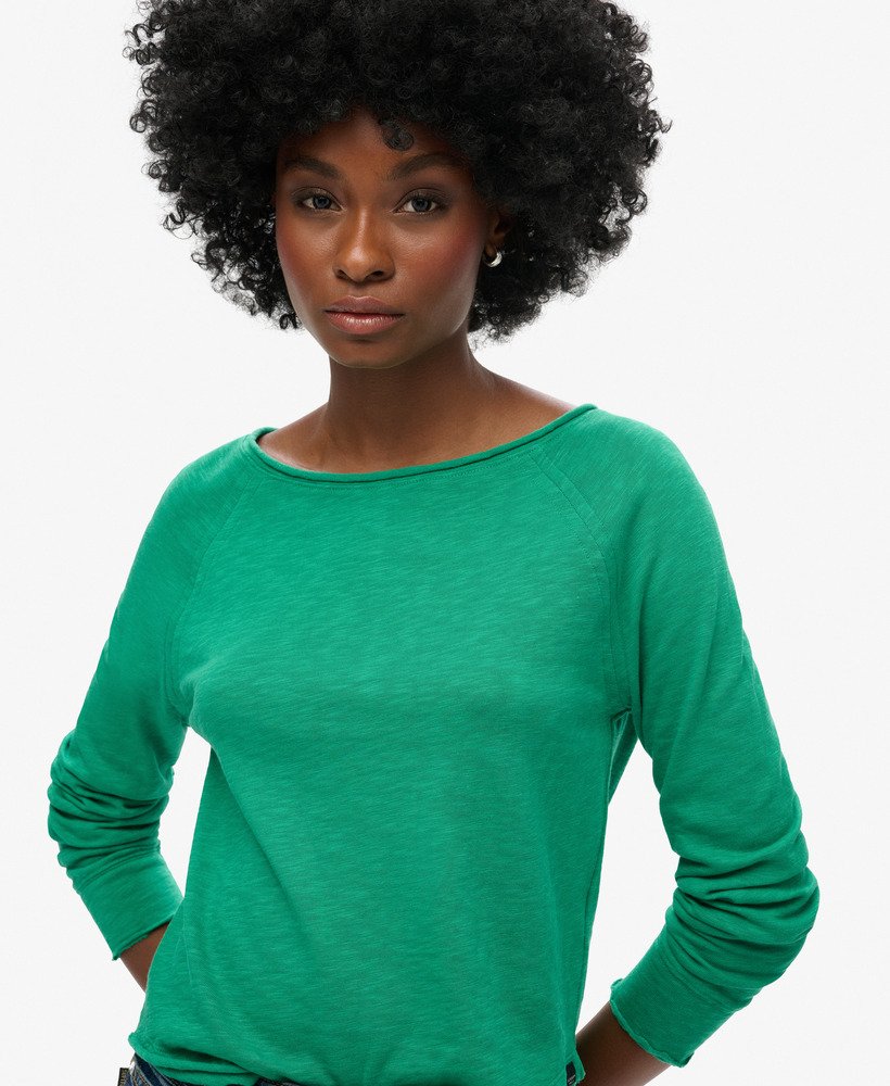 top met lange mouwen van french terry in drop kick green