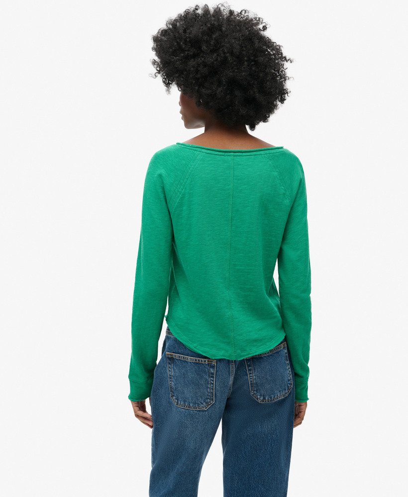 top met lange mouwen van french terry in drop kick green
