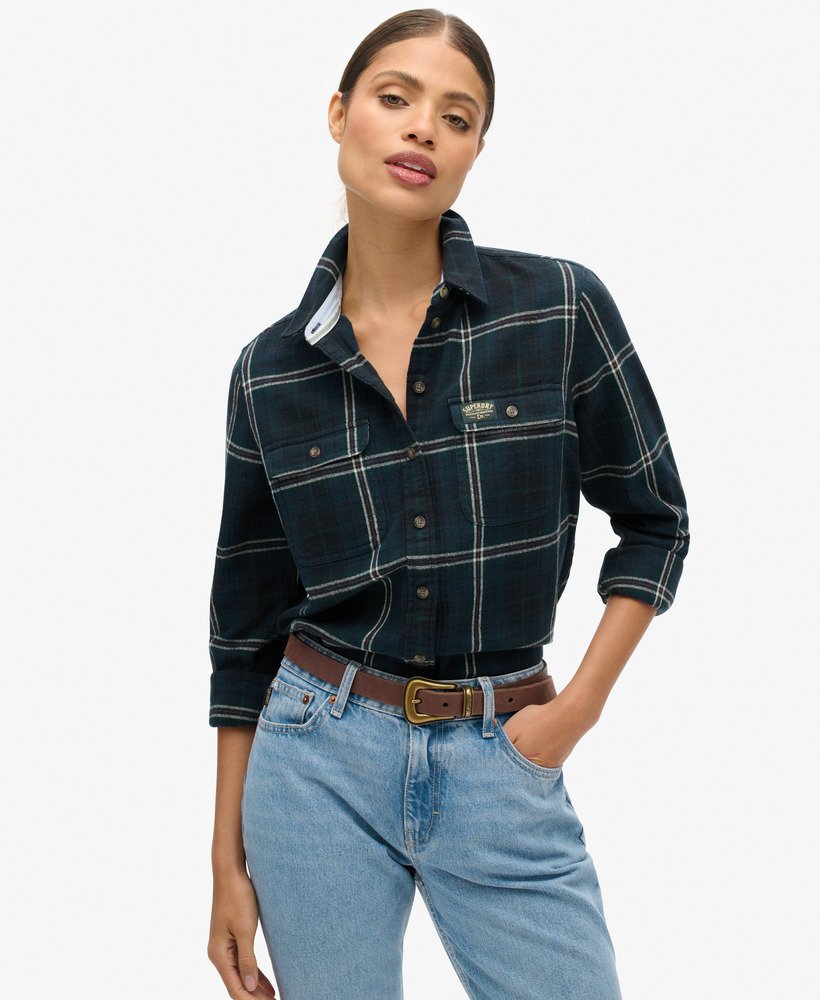 lumberjack geruit flanellen overhemd in marineblauwgroen geruit