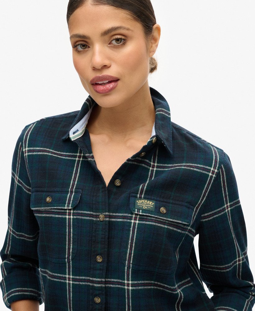 lumberjack geruit flanellen overhemd in marineblauwgroen geruit