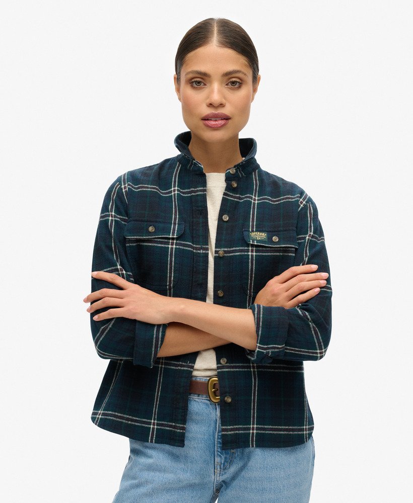 lumberjack geruit flanellen overhemd in marineblauwgroen geruit