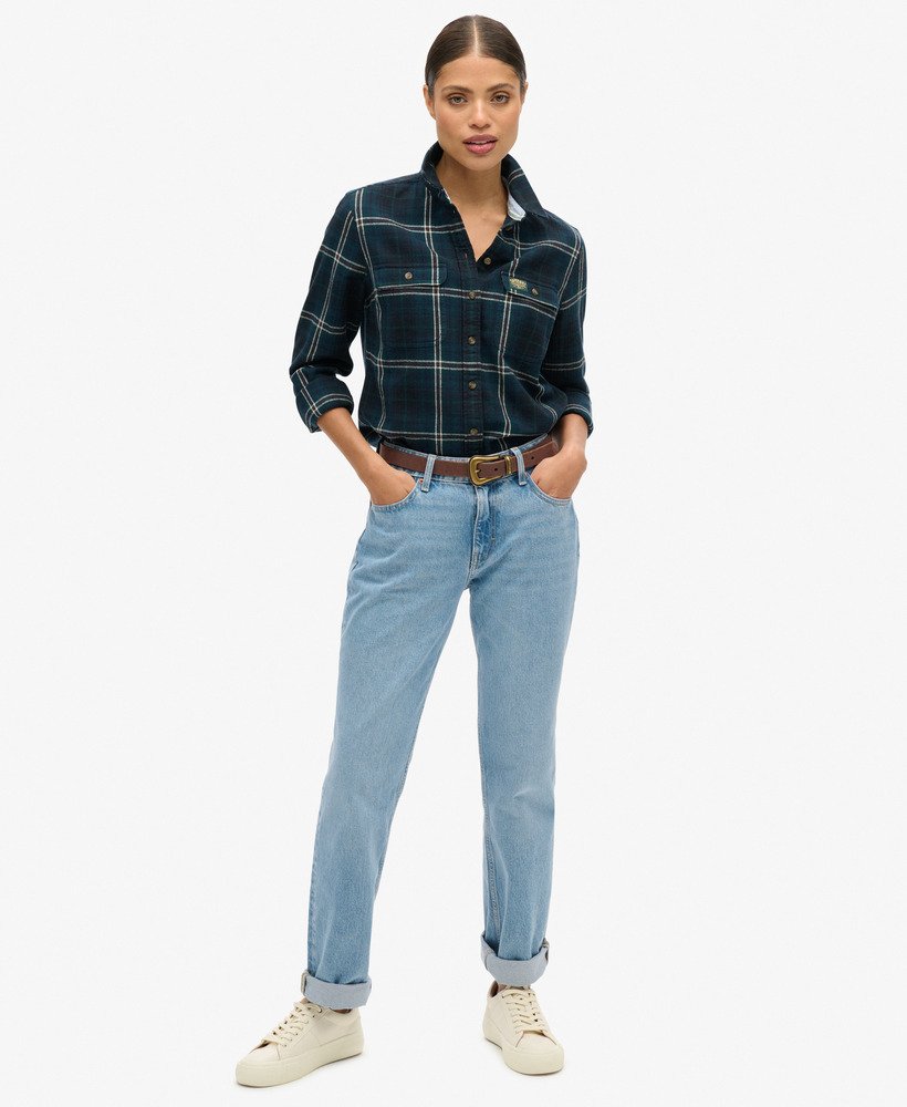 lumberjack geruit flanellen overhemd in marineblauwgroen geruit