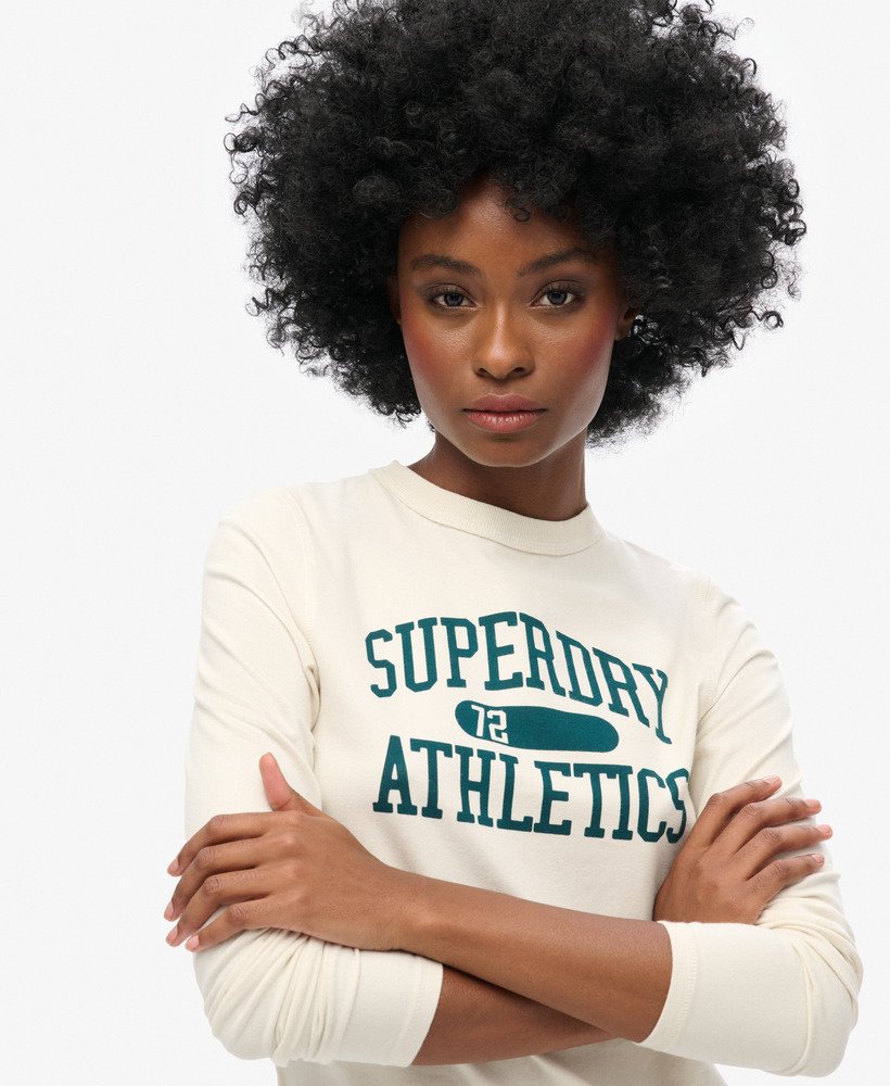 athletic essentials ringer slim top met lange mouwen in turtledove cream