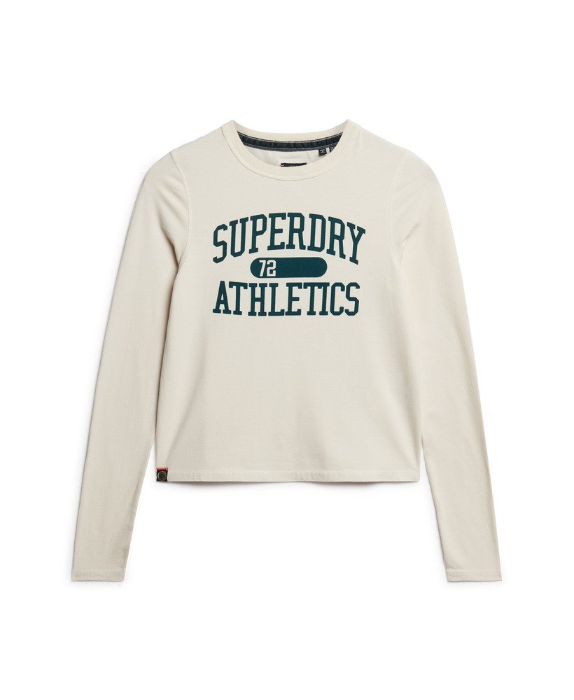 athletic essentials ringer slim top met lange mouwen in turtledove cream