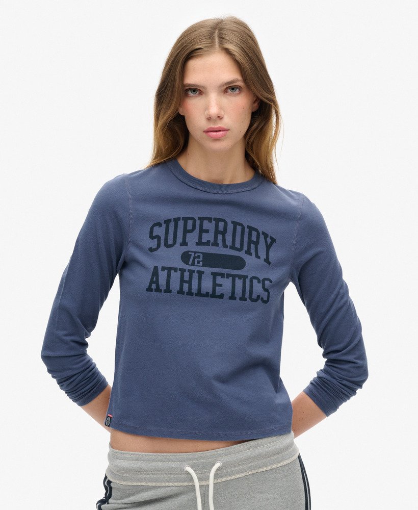 athletic essentials ringer slim top met lange mouwen in mariner navy