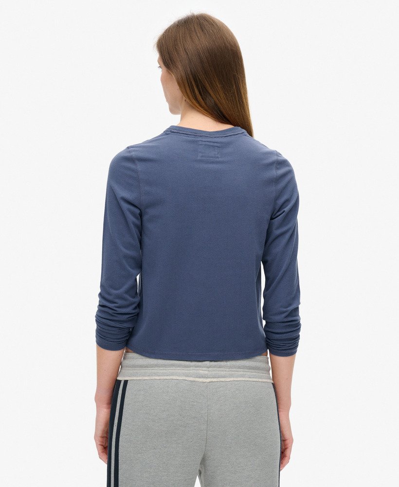 athletic essentials ringer slim top met lange mouwen in mariner navy
