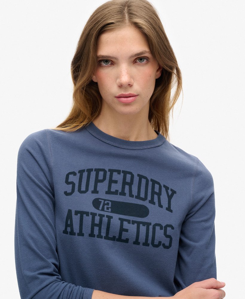 athletic essentials ringer slim top met lange mouwen in mariner navy