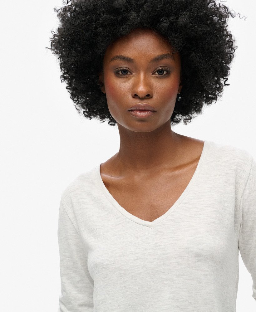jersey top met lange mouwen en v-hals in starlight grey marl.