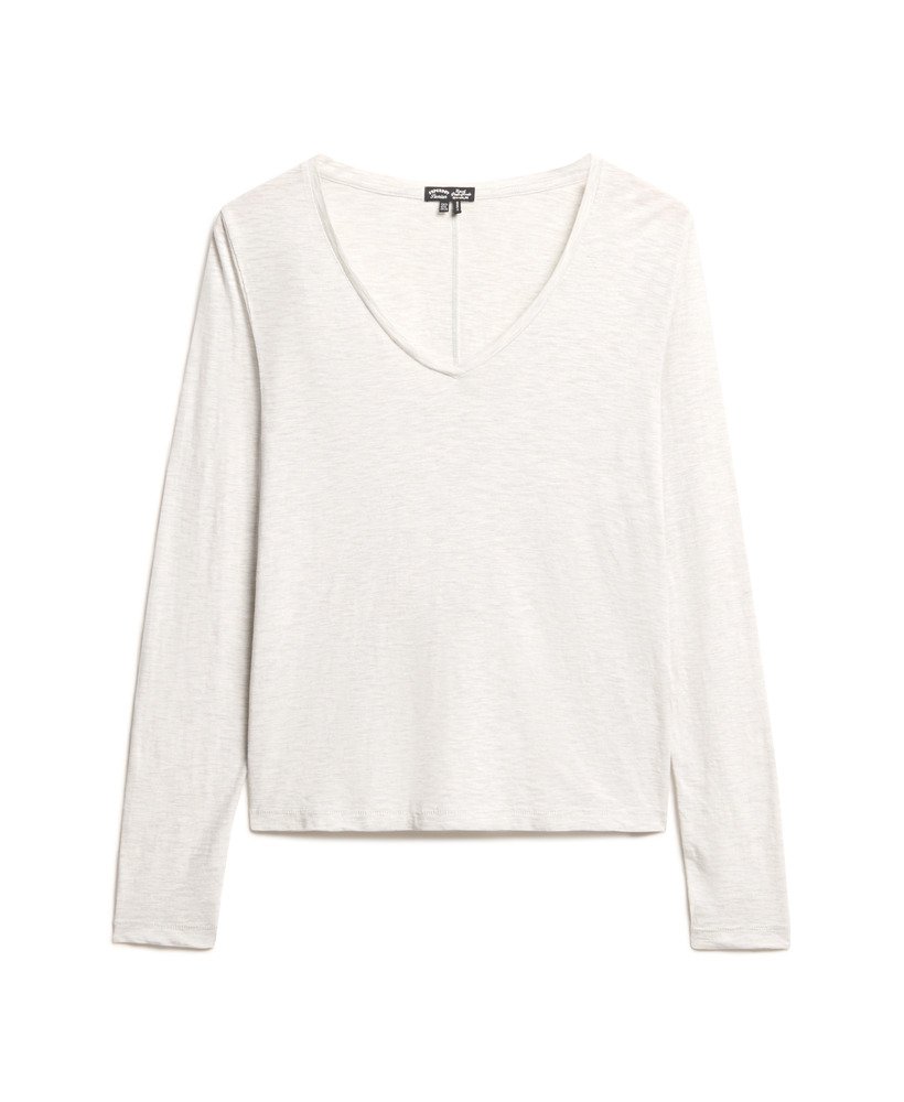 jersey top met lange mouwen en v-hals in starlight grey marl.