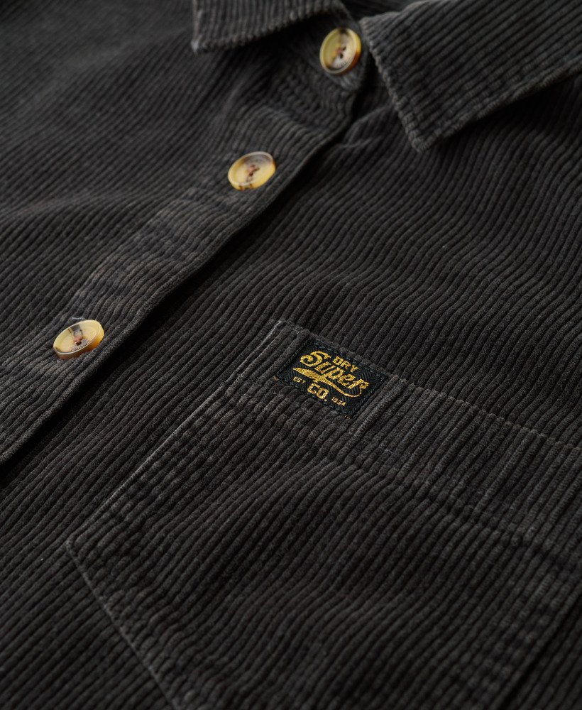 grof corduroy overhemd in zwart