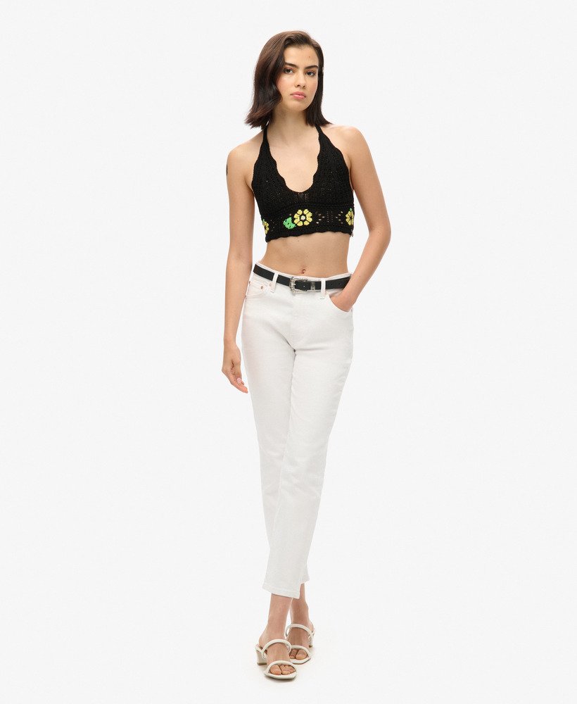 gehaakte bralette met bloemenmotief in zwart