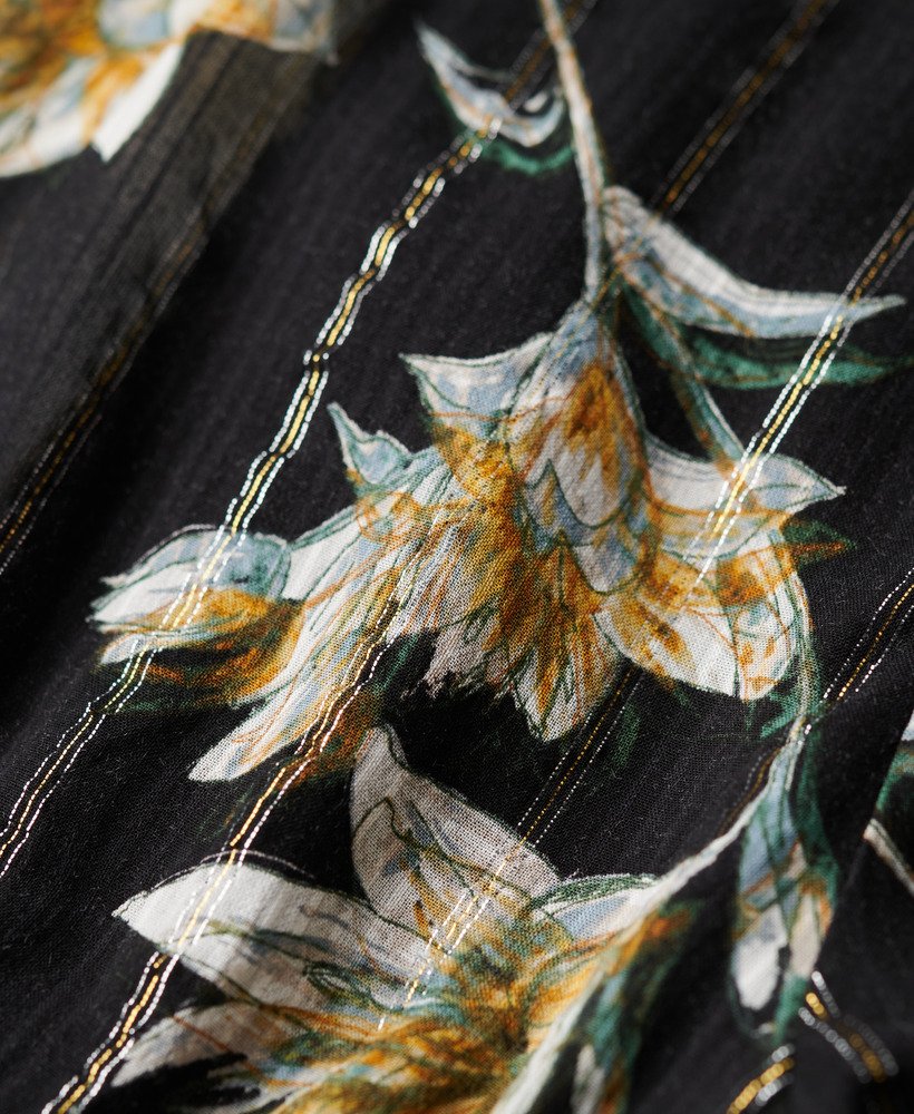 geweven top met geplooide mouwen in de kleur wild lilly