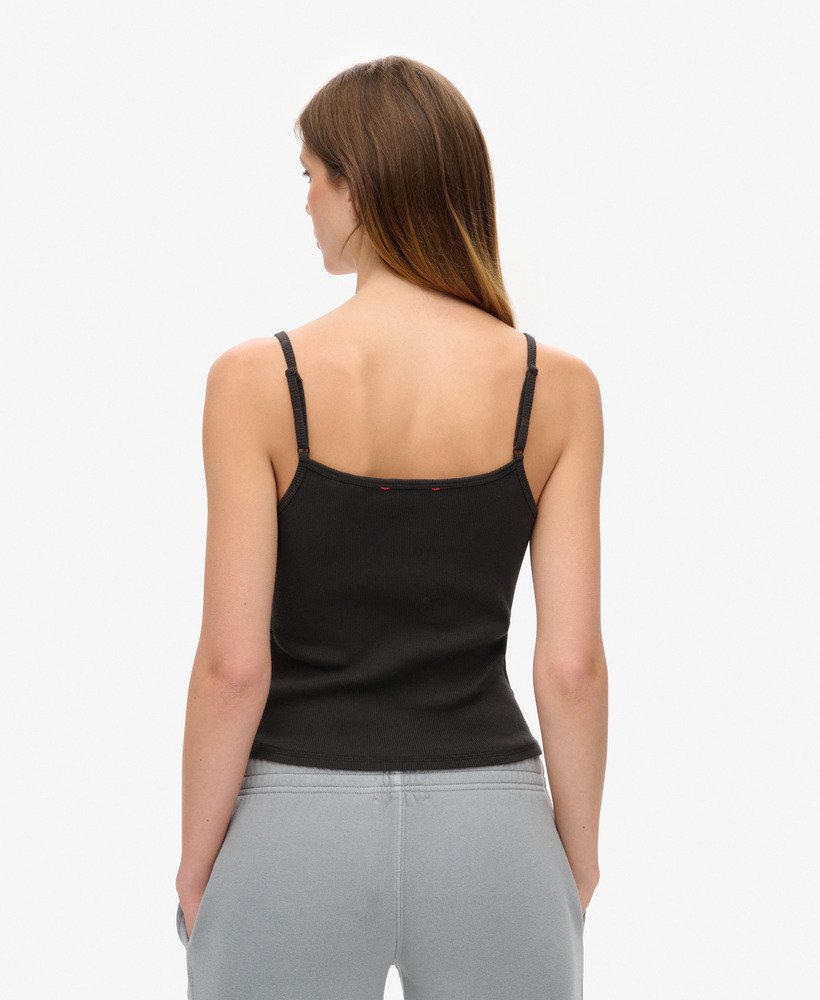 athletic essentials cami met grafische knoopjes in bison black