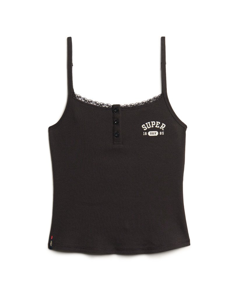 athletic essentials cami met grafische knoopjes in bison black