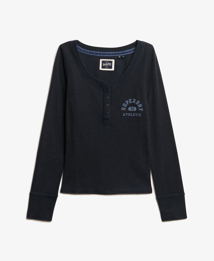 sportieve top met lange mouwen en knoopsluiting in eclipse navy