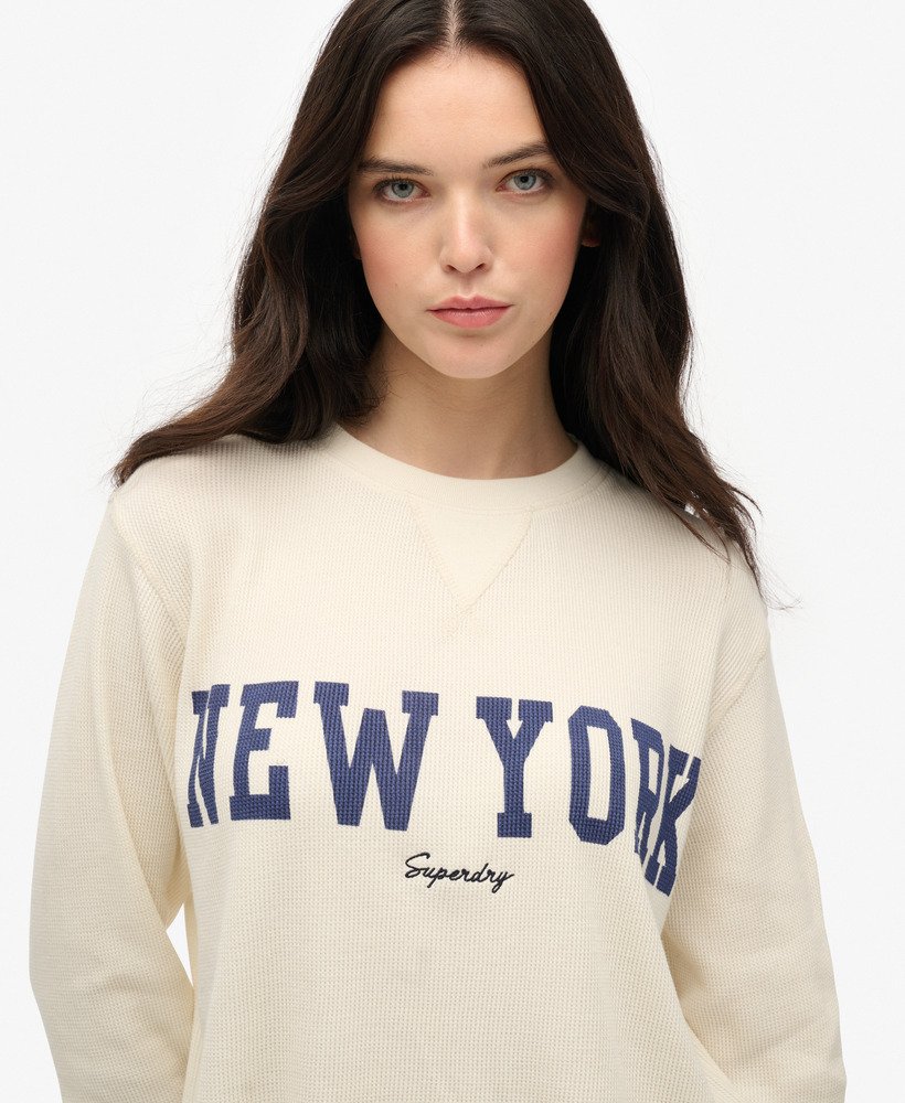 athletic essential graphic long sleeve top in desert bone off white