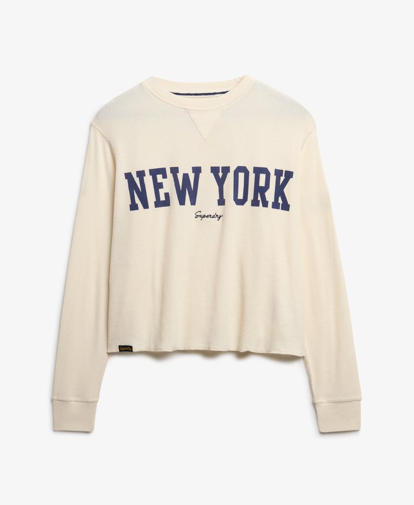 athletic essential graphic long sleeve top in desert bone off white
