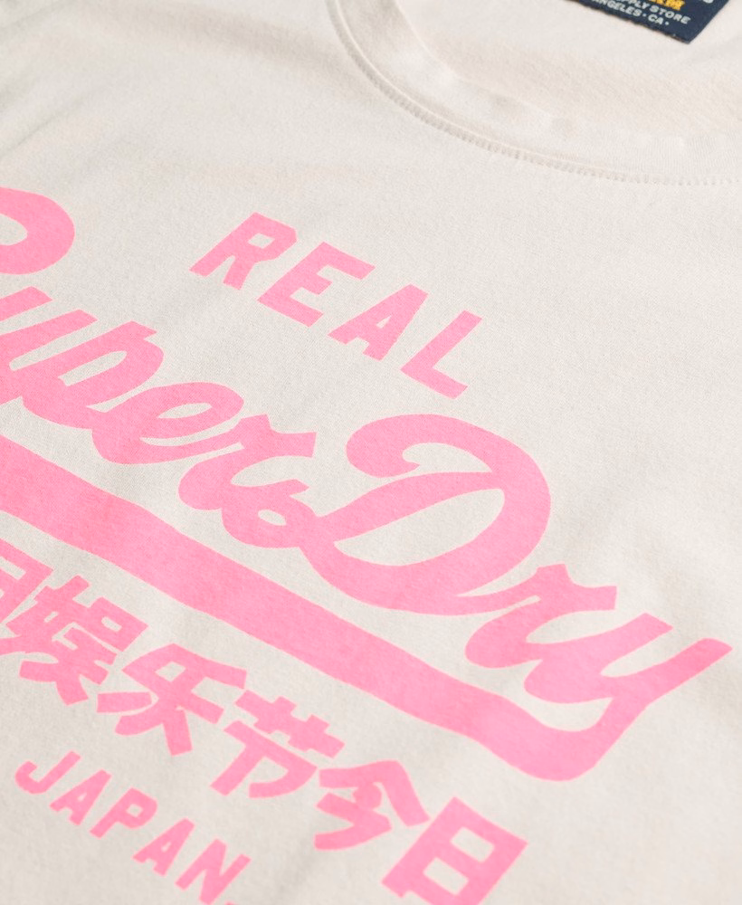 Vintage logo neon tanktop met ronde hals