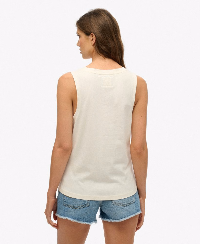Vintage logo neon tanktop met ronde hals