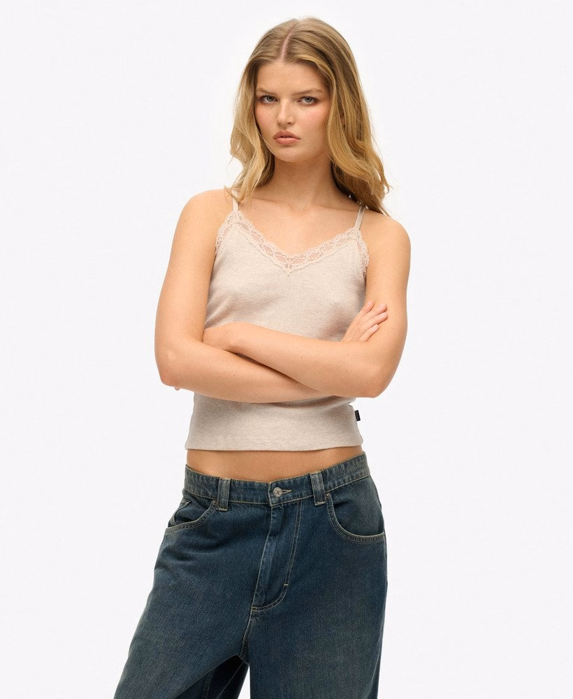 Essentiële cami-top met kanten afwerking