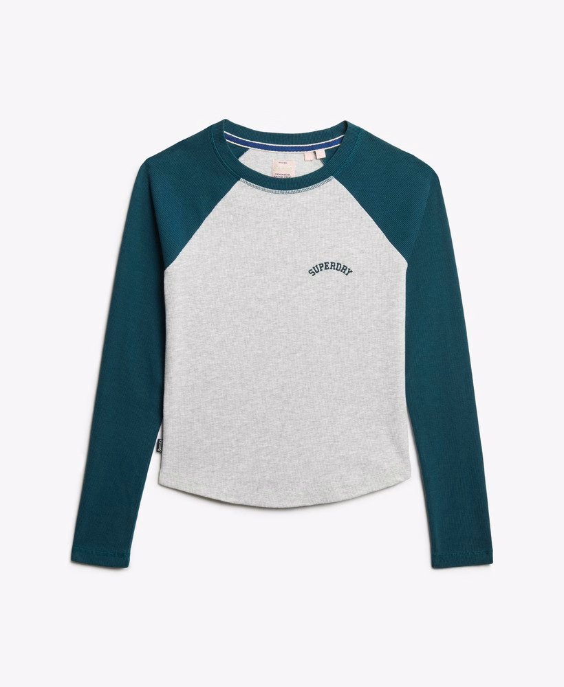 Essential Logo Ribbed Baseball Long Sleeve Top