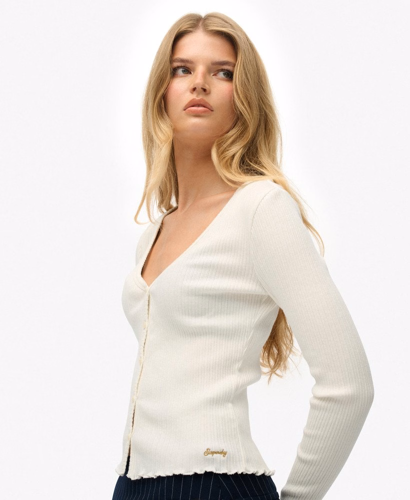 Essentiële top met lange mouwen en knoopsluiting