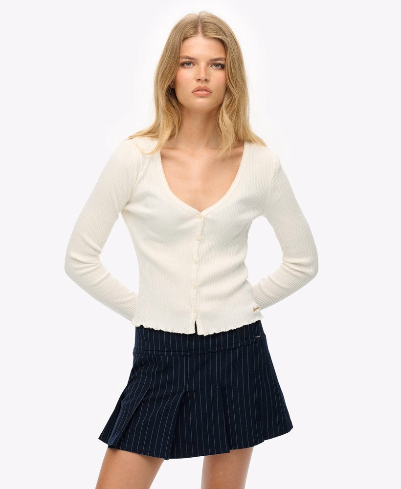 Essentiële top met lange mouwen en knoopsluiting