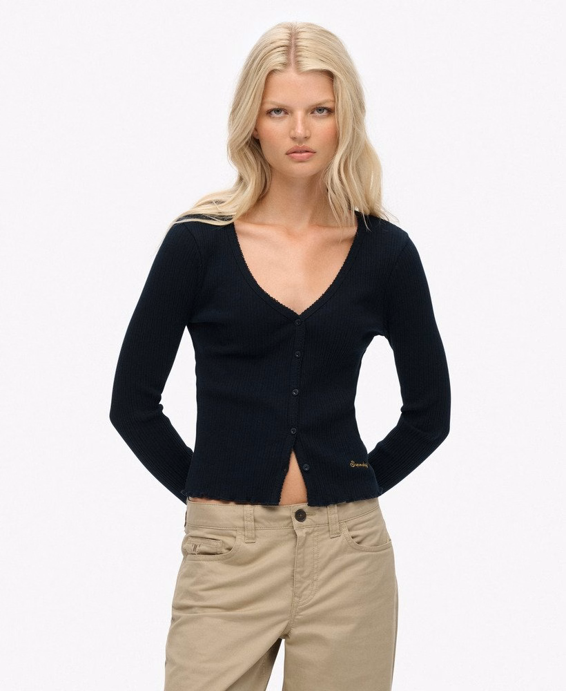 Essentiële top met lange mouwen en knoopsluiting
