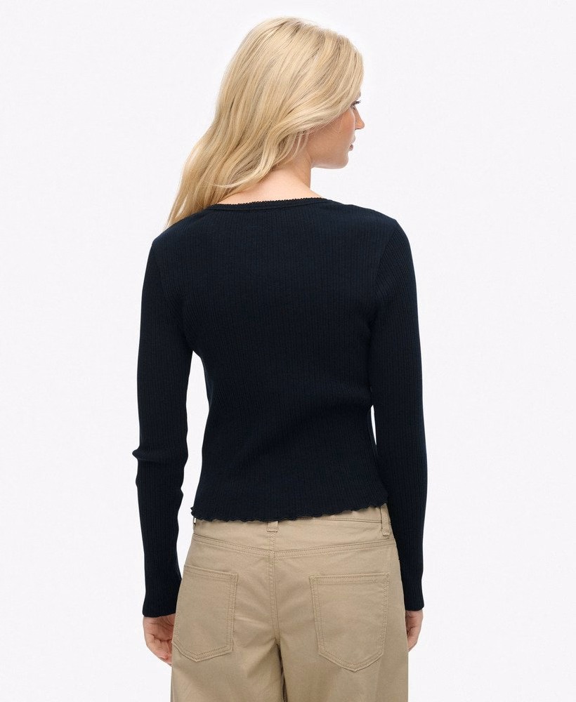 Essentiële top met lange mouwen en knoopsluiting