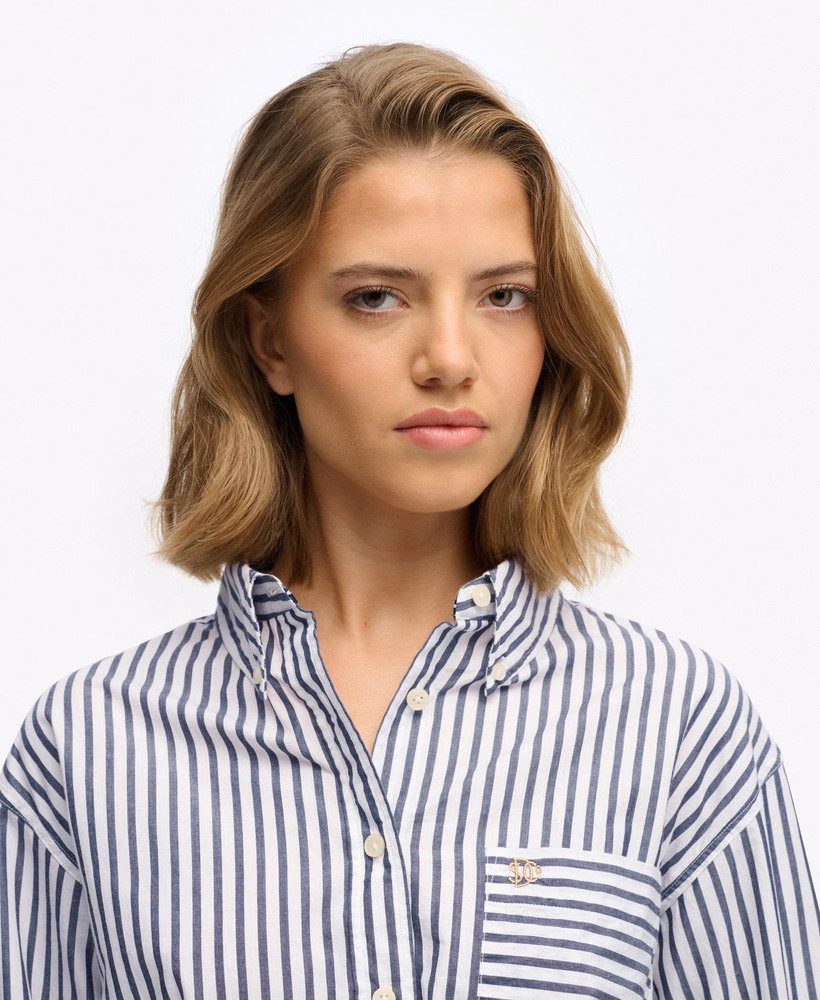Relaxte poplin blouse met lange mouwen