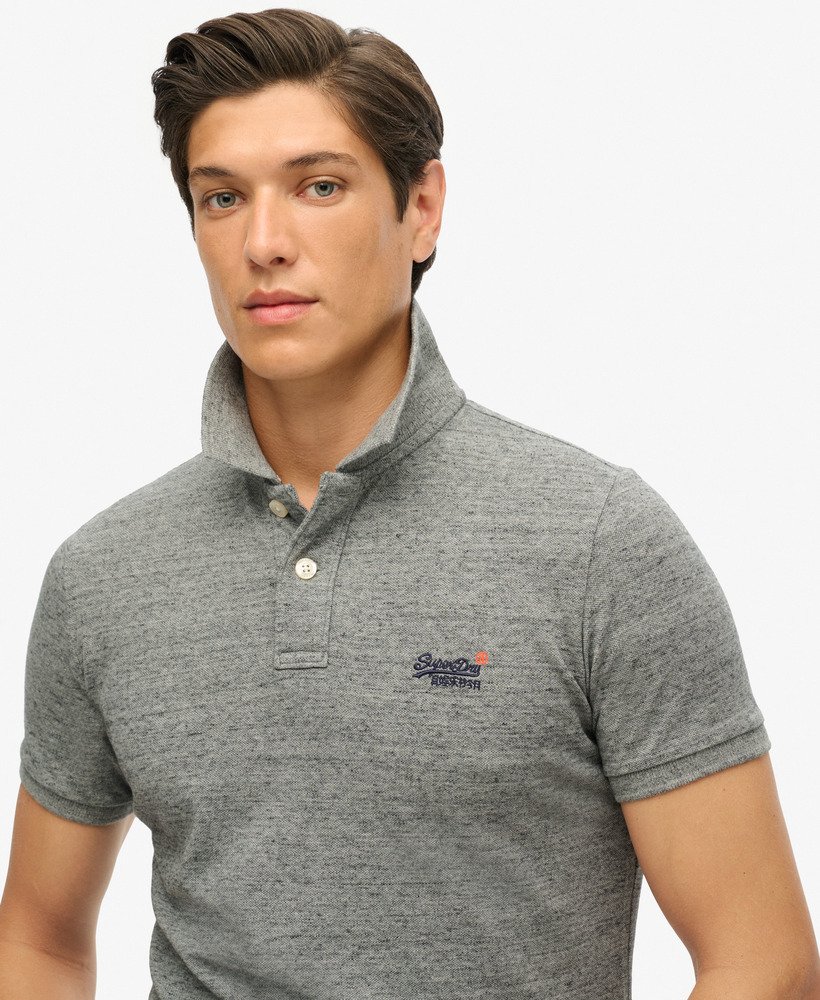 biologische katoenen essential classic fit piqué polo in flint steel grid