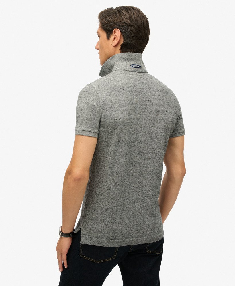 biologische katoenen essential classic fit piqué polo in flint steel grid
