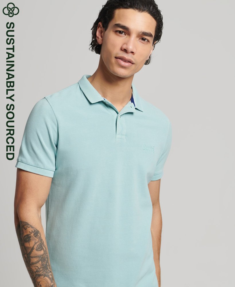 vintage destroy poloshirt van biologisch katoen in fresh mint.