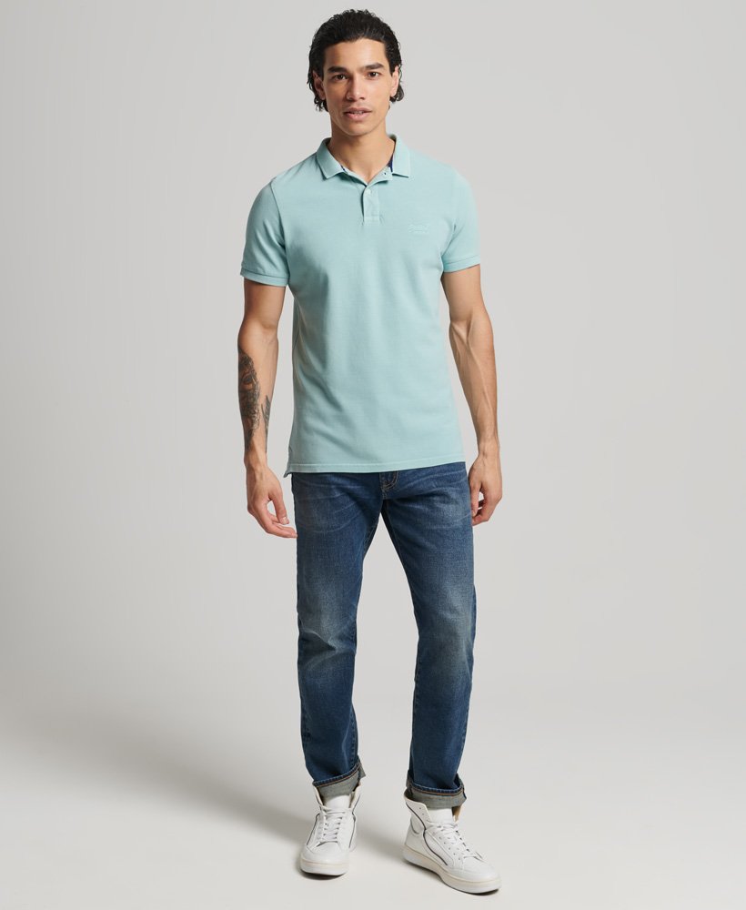 vintage destroy poloshirt van biologisch katoen in fresh mint.