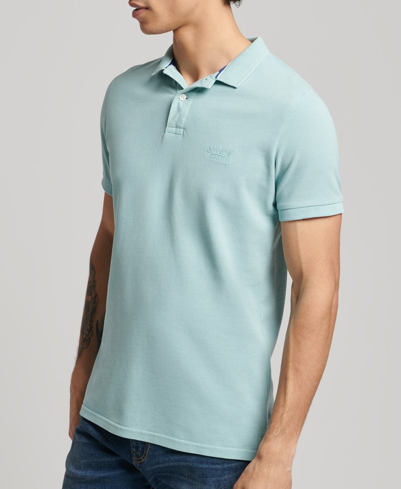 vintage destroy poloshirt van biologisch katoen in fresh mint.
