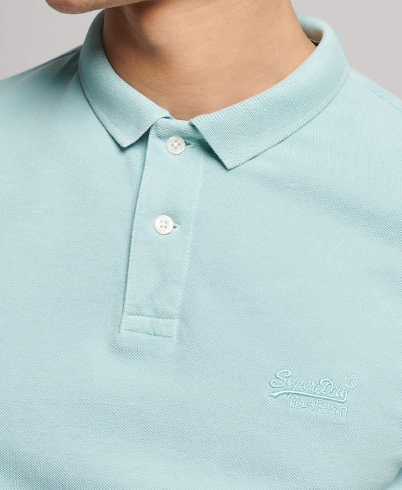 vintage destroy poloshirt van biologisch katoen in fresh mint.