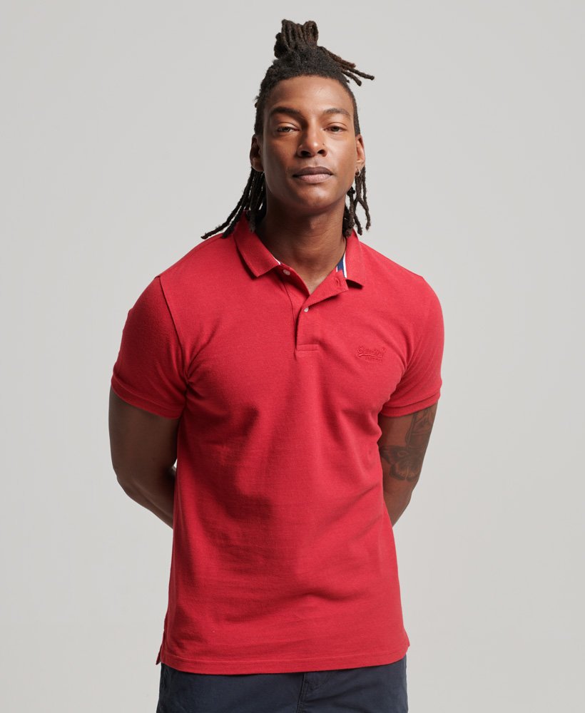 klassiek piqué poloshirt in gemêleerd rood.