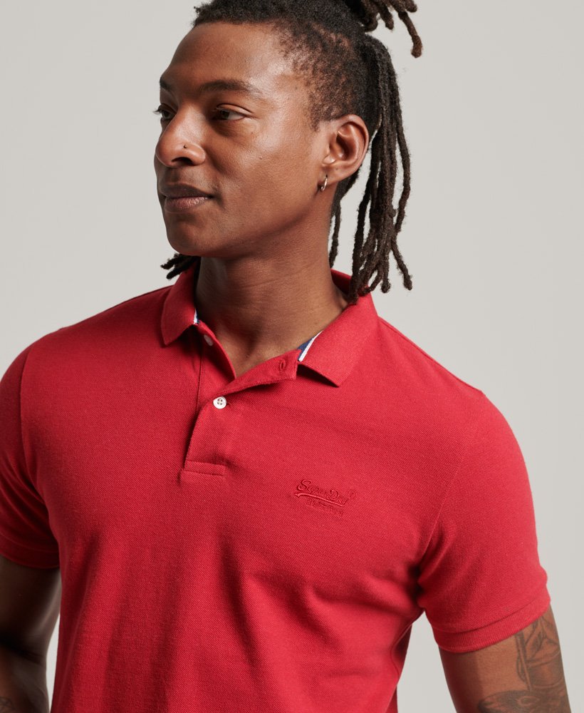 klassiek piqué poloshirt in gemêleerd rood.
