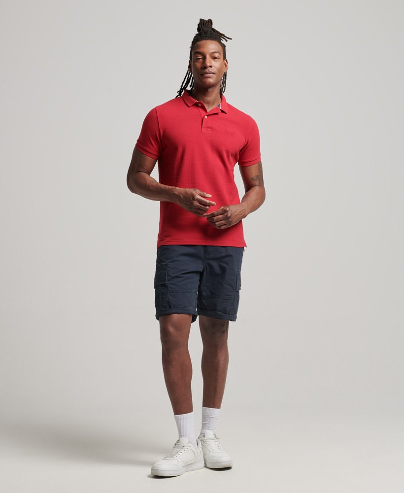 klassiek piqué poloshirt in gemêleerd rood.