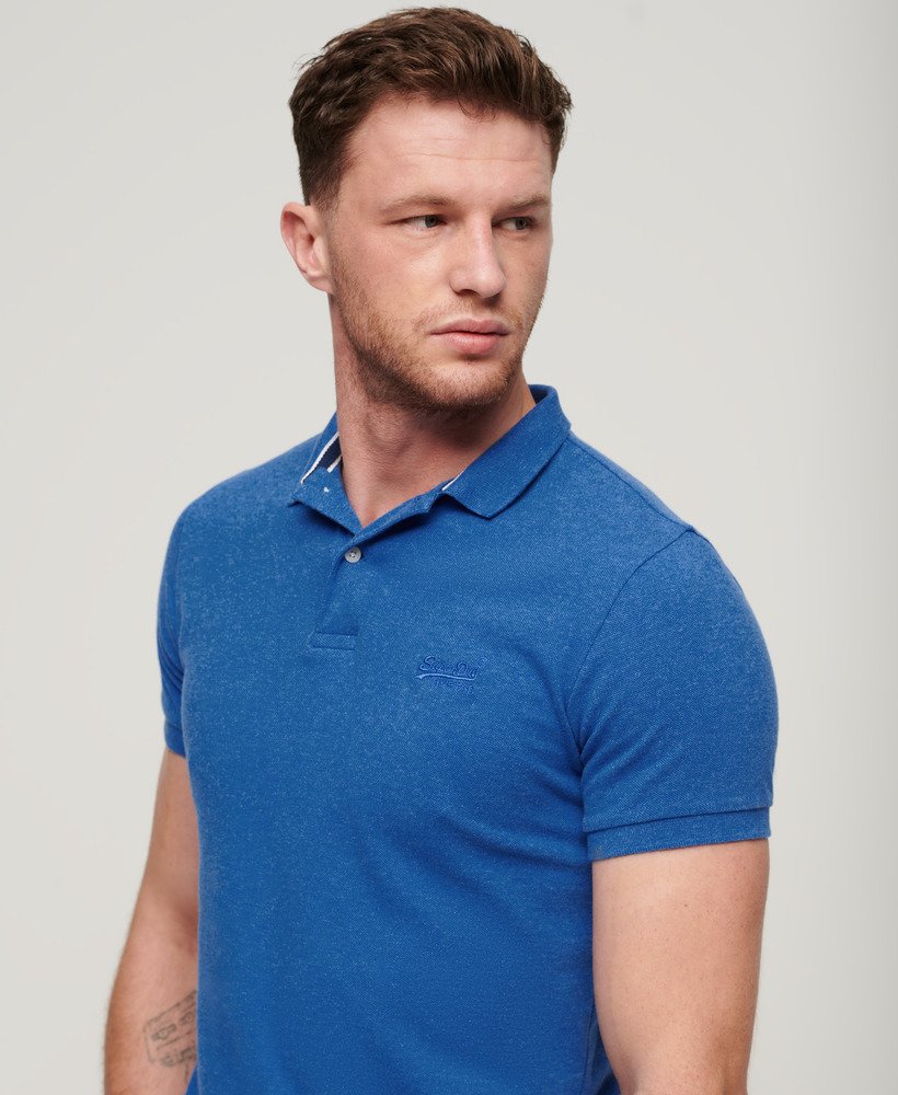 klassiek piqué poloshirt in varsityblauw gemêleerd