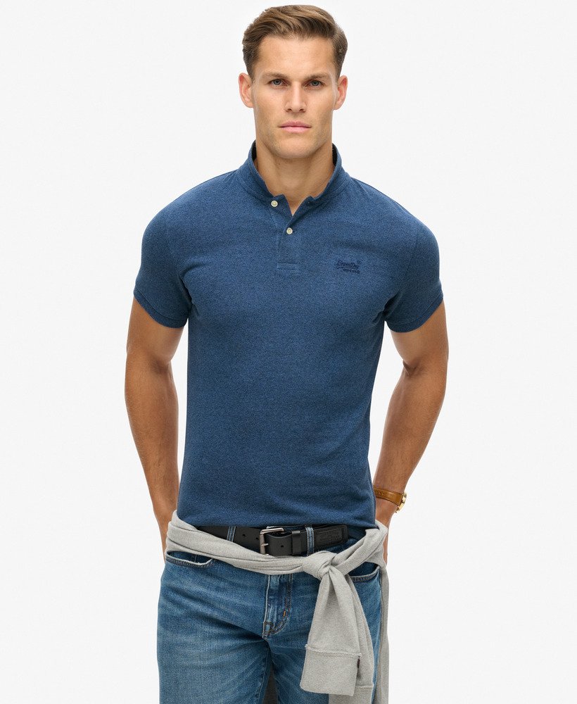 klassiek piqué poloshirt in helderblauw gemêleerd