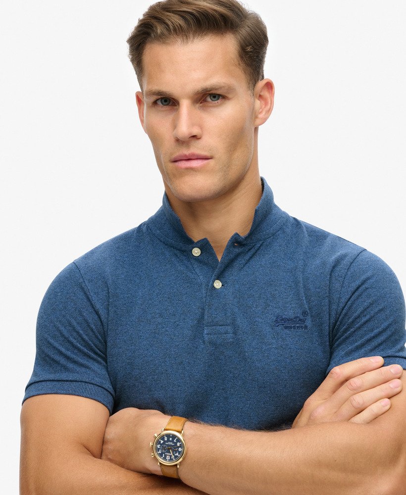 klassiek piqué poloshirt in helderblauw gemêleerd